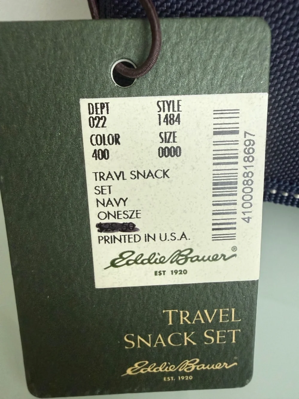 Eddie Bauer Travel Snack Set NWT Navy Picnic Cheese Board Corkscrew Kit